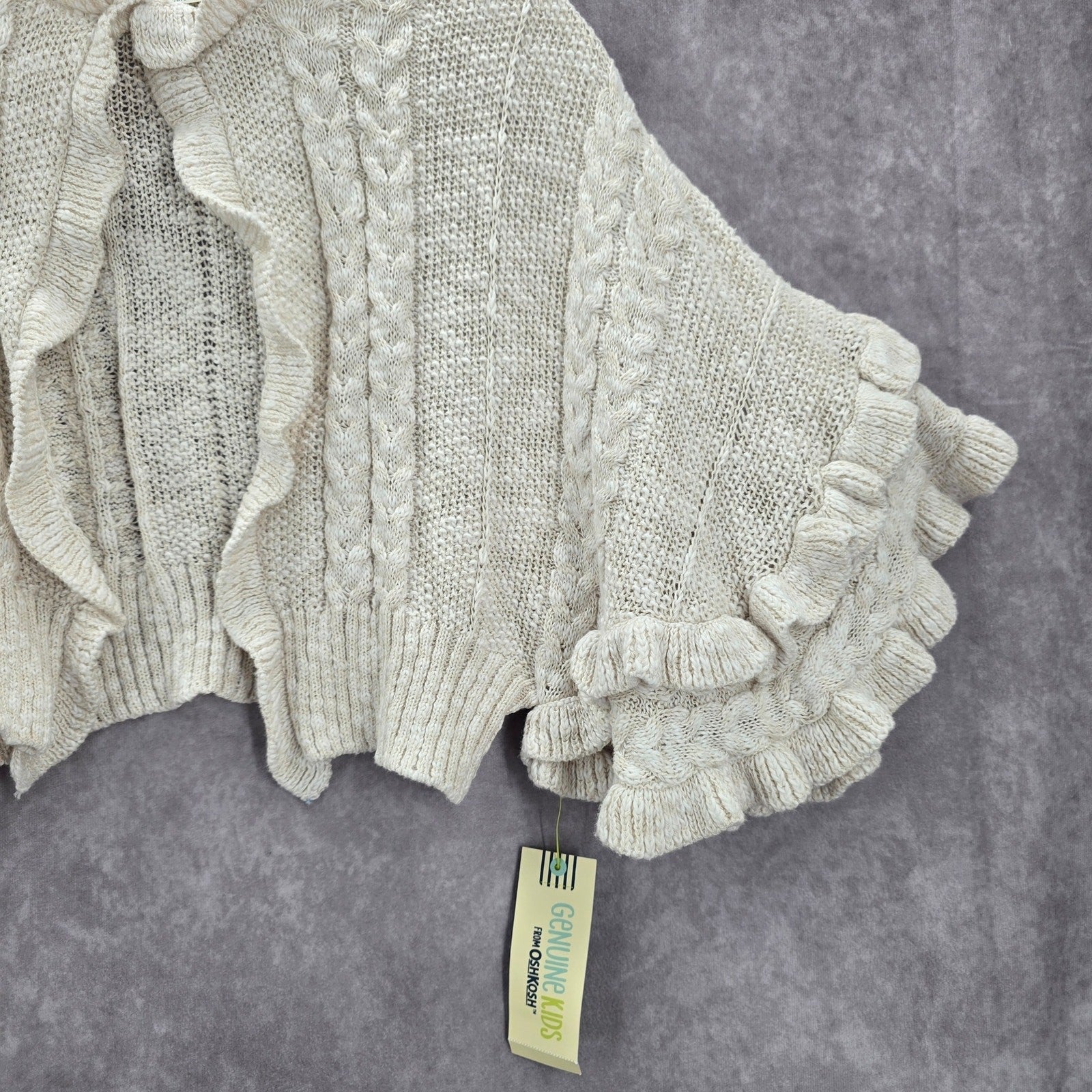 Oshkosh B'Gosh Vintage Knit White Ruffle  Poncho Cape Sweater Girls Toddle 3T