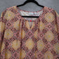 Kim Rogers Yellow Floral Dolam Casual Daisy Shine Palm Spring Bead Top Blouse XL