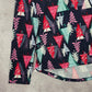 Joyspun Blue Christmas Tree Print Long Sleeve Holiday Y2K Printed Top Medium