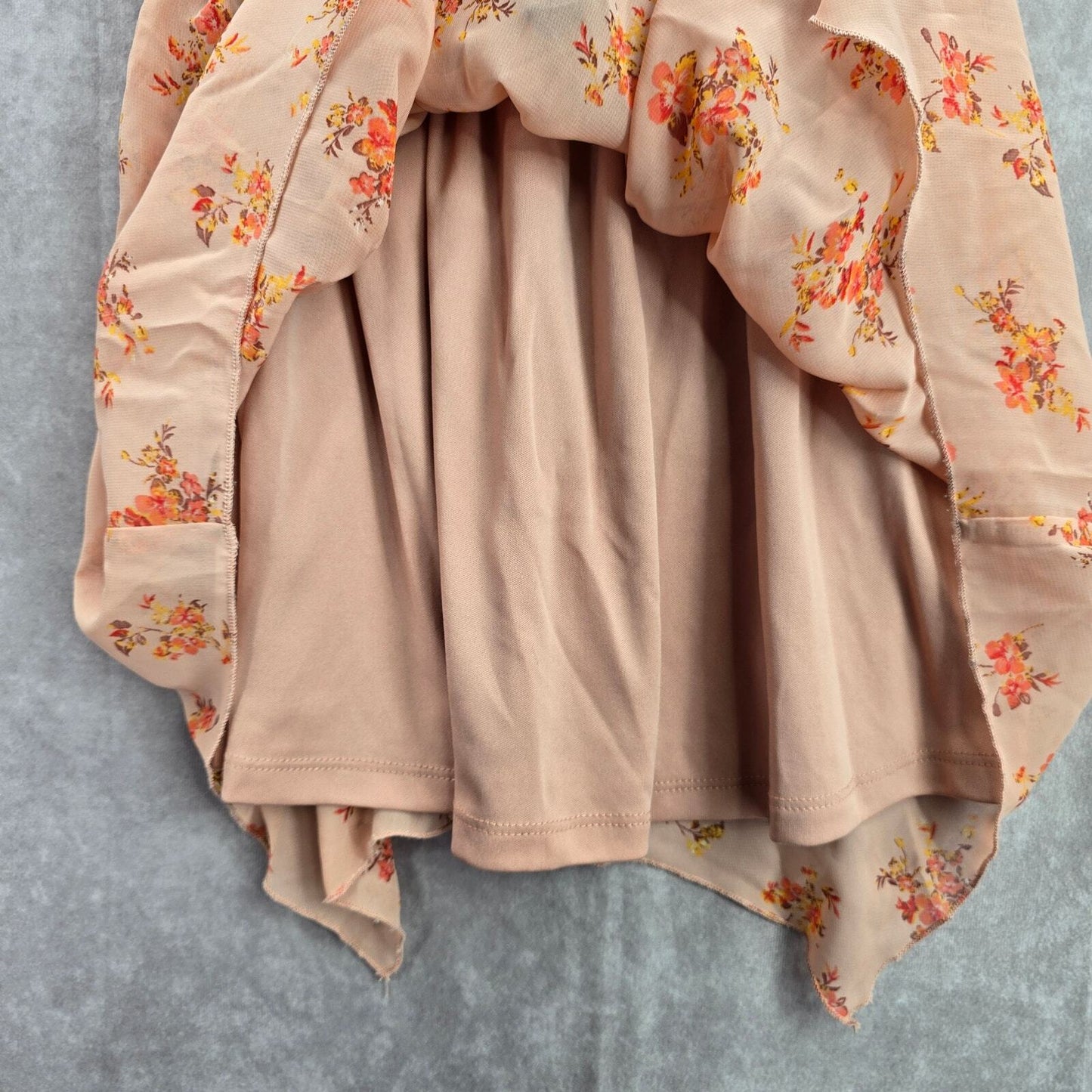 Guess Blue Orange Floral Asymmetrical Button Jeans Gem Tie Girls Toddler Dress 7