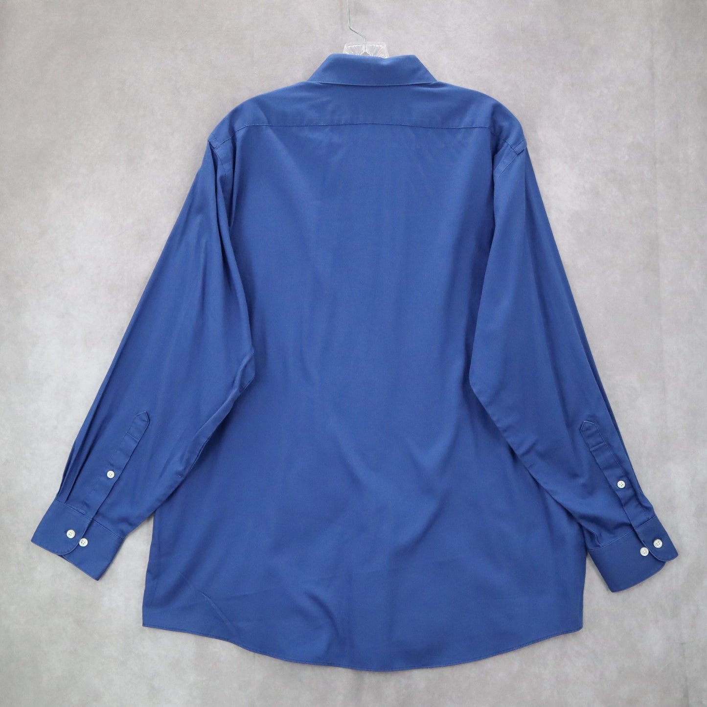 Van Heusen Lux Sateen Regular Fit Blue Button Down Casual Work Dress Shirt Large