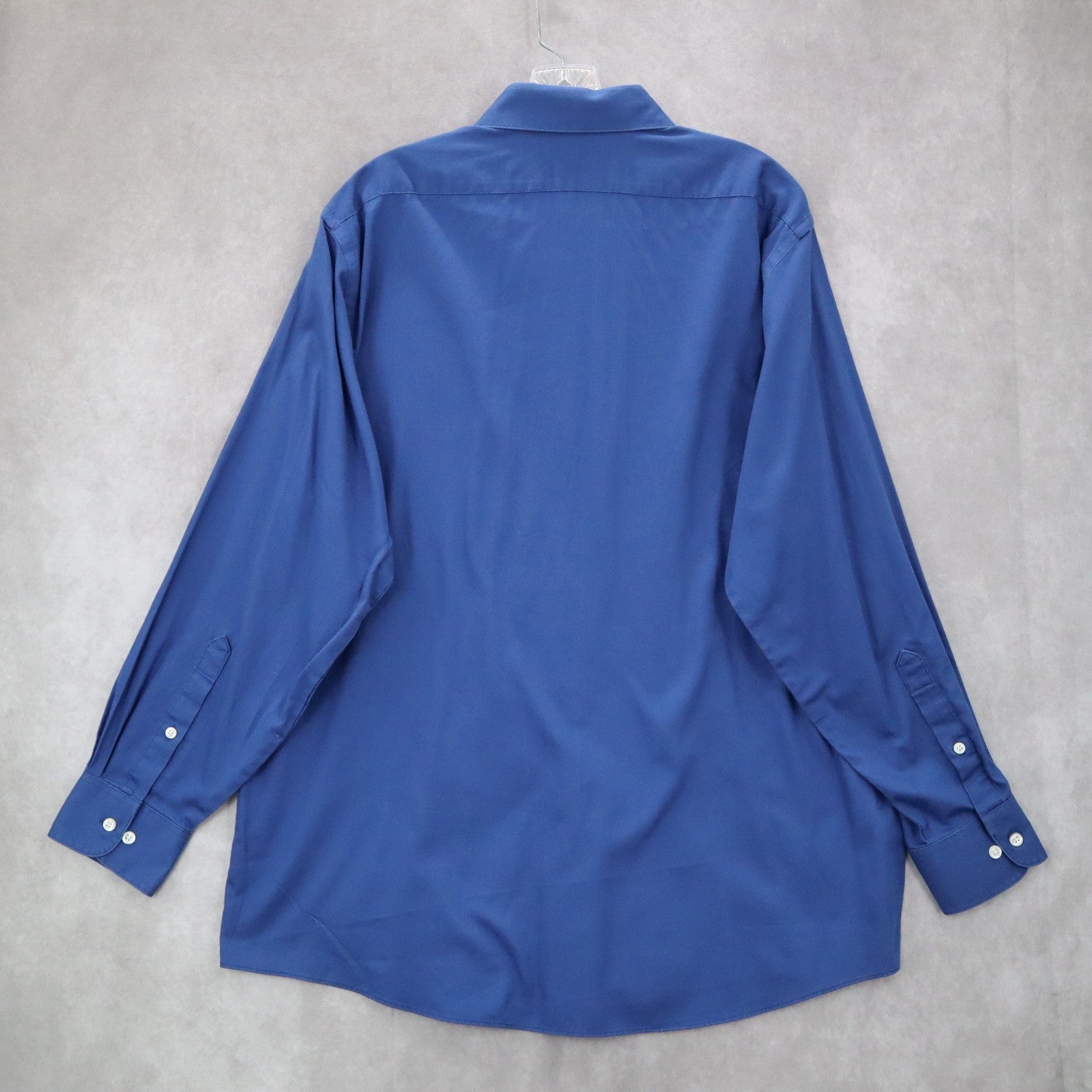 Van Heusen Lux Sateen Regular Fit Blue Button Down Casual Work Dress Shirt Large