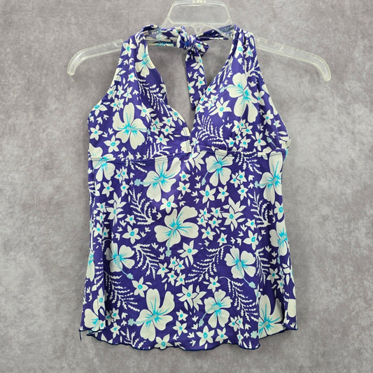 Purple Floral Halter Padded Tie Swimwear Tankini XL Extra Large