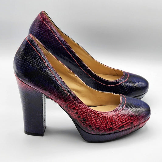 Kenneth Cole Reaction Purple Pink High Heel Pumps Chunky Platform Women Shoe 7.5
