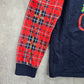 Blue Christmas Family Santa Reindeer Holiday Festive Print Plaid Top Medium