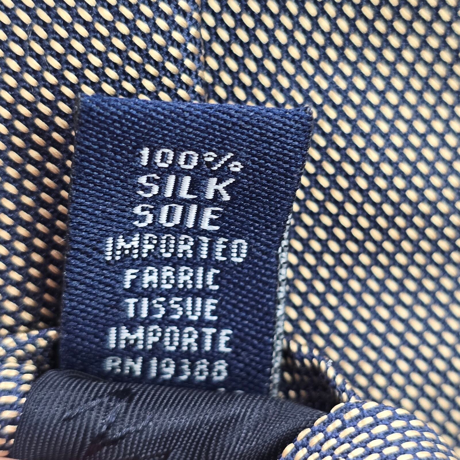 Nautica Gold Blue Geometric Dots Stripes Executive 100% Silk Men's Neck Tie