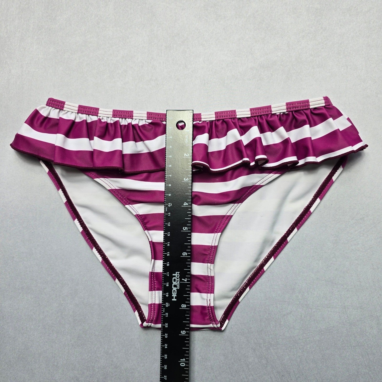 Purple Stripe Ruffle Swim Beach Cheeky Flirty Boho Bikini Bottom S Small