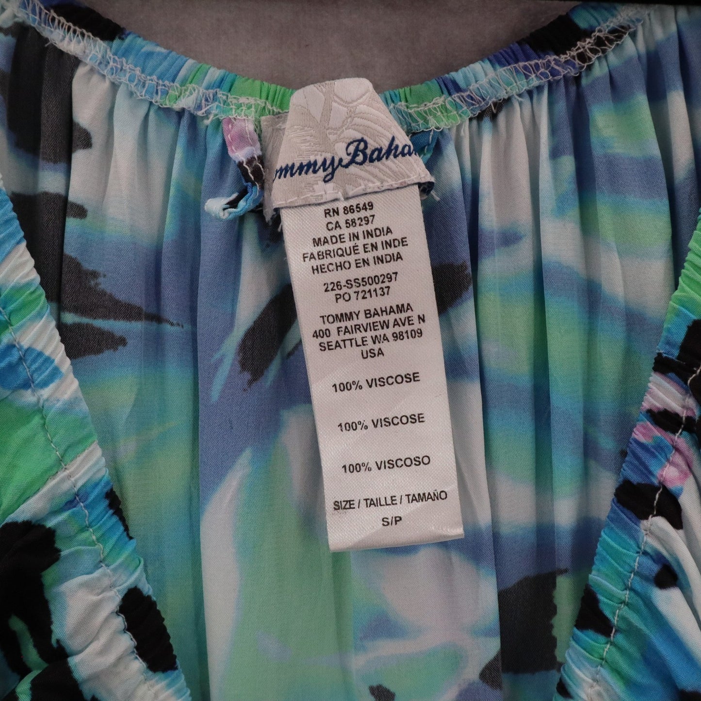 Tommy Bahama Blue Short Fit Flare Preppy Cocktail Business Colorful Dress Small
