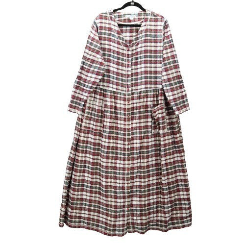Buffalo Maxi Flannel Plaid Granny Cottage Pearl Snap Electric VTG Dress 18/20 1X