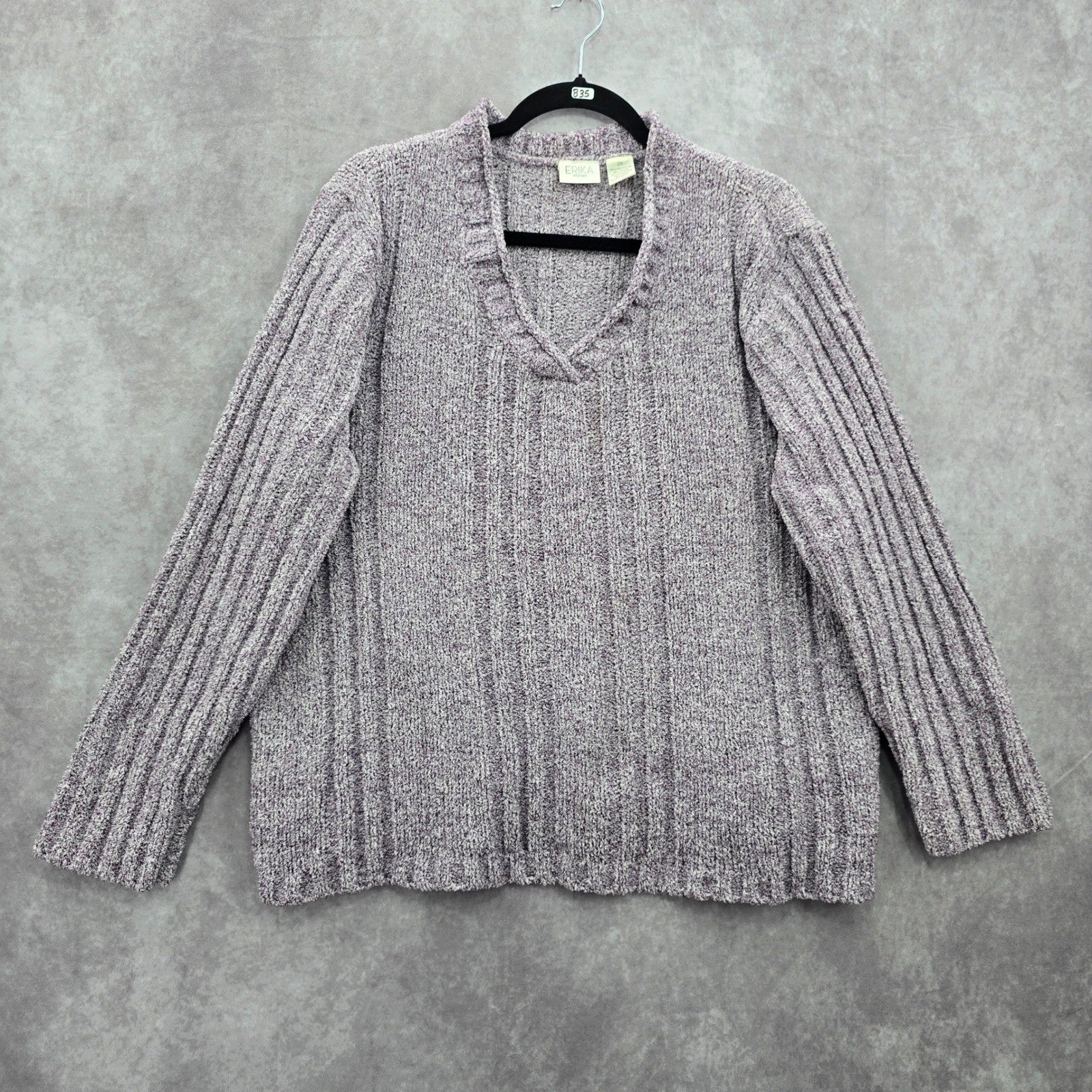 Erika Purple Chunky Oversized Ribbed Pullover Soft Y2K Chenille Sweater Plus 2X