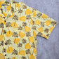 Blue Wave Yellow Palm Tropical Surf Island Vintage Cotton Relax Hawaiian Shirt M