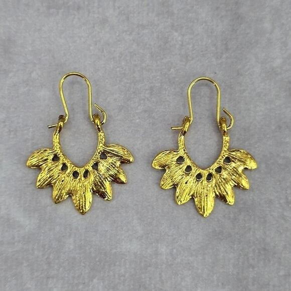 Gold Leaf Floral Hoop Hook Boho Retro Dangle Earrings Fashion Jewelry JB2-4