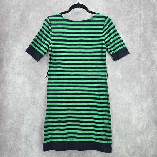 Banana Republic Stripe Green Blue Cotton Short Preppy Dress Extra Small XS