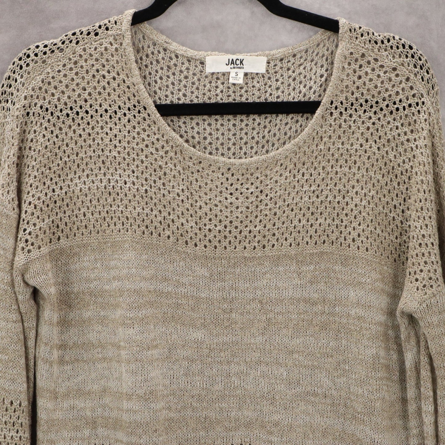 Jack By BB Dakota Tan Linen Cotton Pullover Knit Preppy Sweater Small