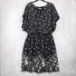 Shelby & Palmer Black Polka Dot Midi Dress Floral Elastic Flare Boho Casual 14W