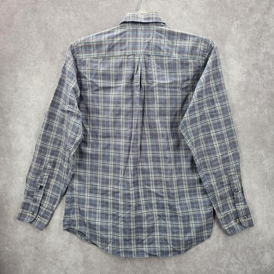 Dockers Gray Plaid Button Down Work Western Long Sleeve Cotton Shirt Small