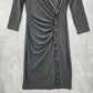 Chaps Black Wrap Drape Ruffle Knee Length V Neck Formal Dress XS