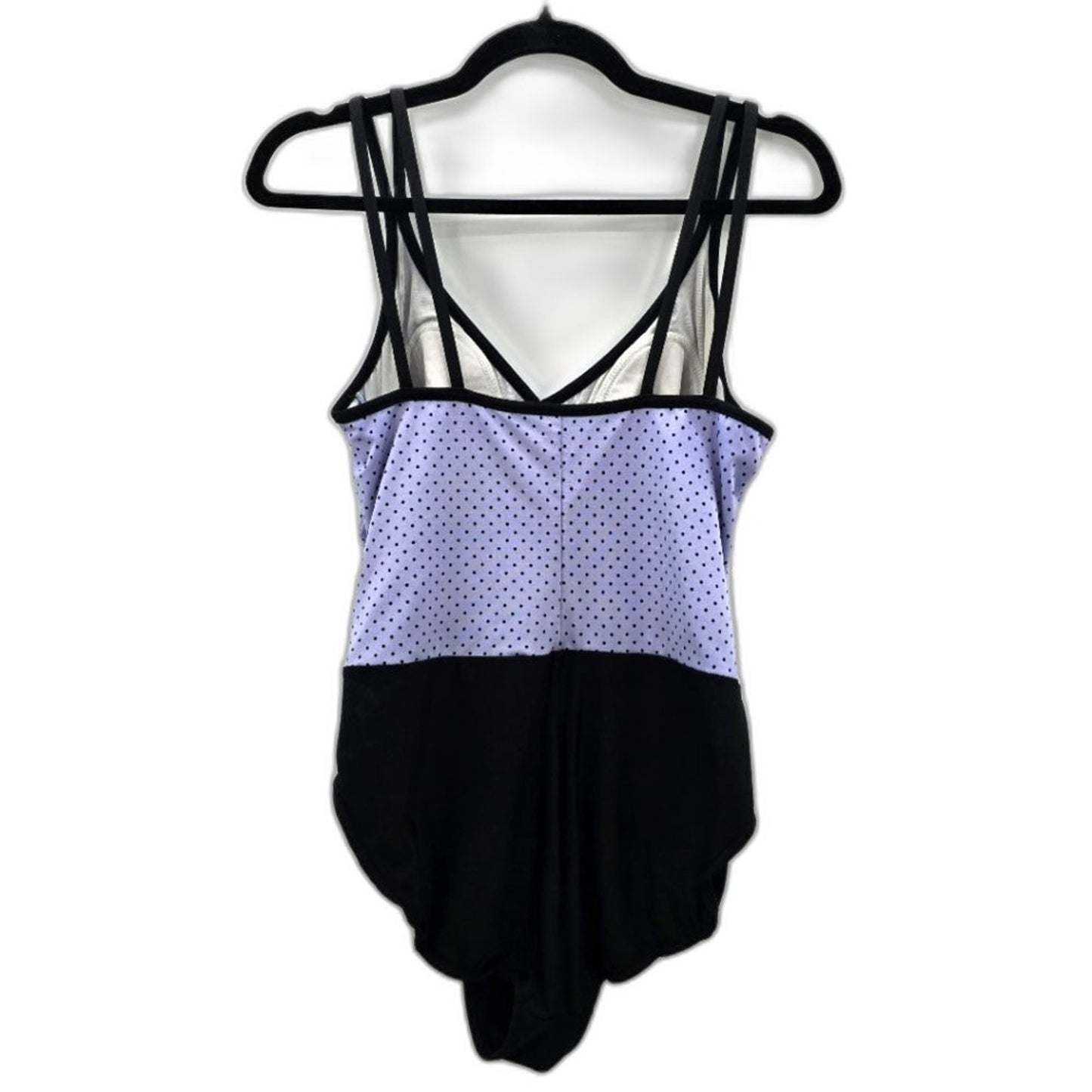 TrimShaper Purple Black Polka Dot One Piece Swimsuit Tummy Control 12