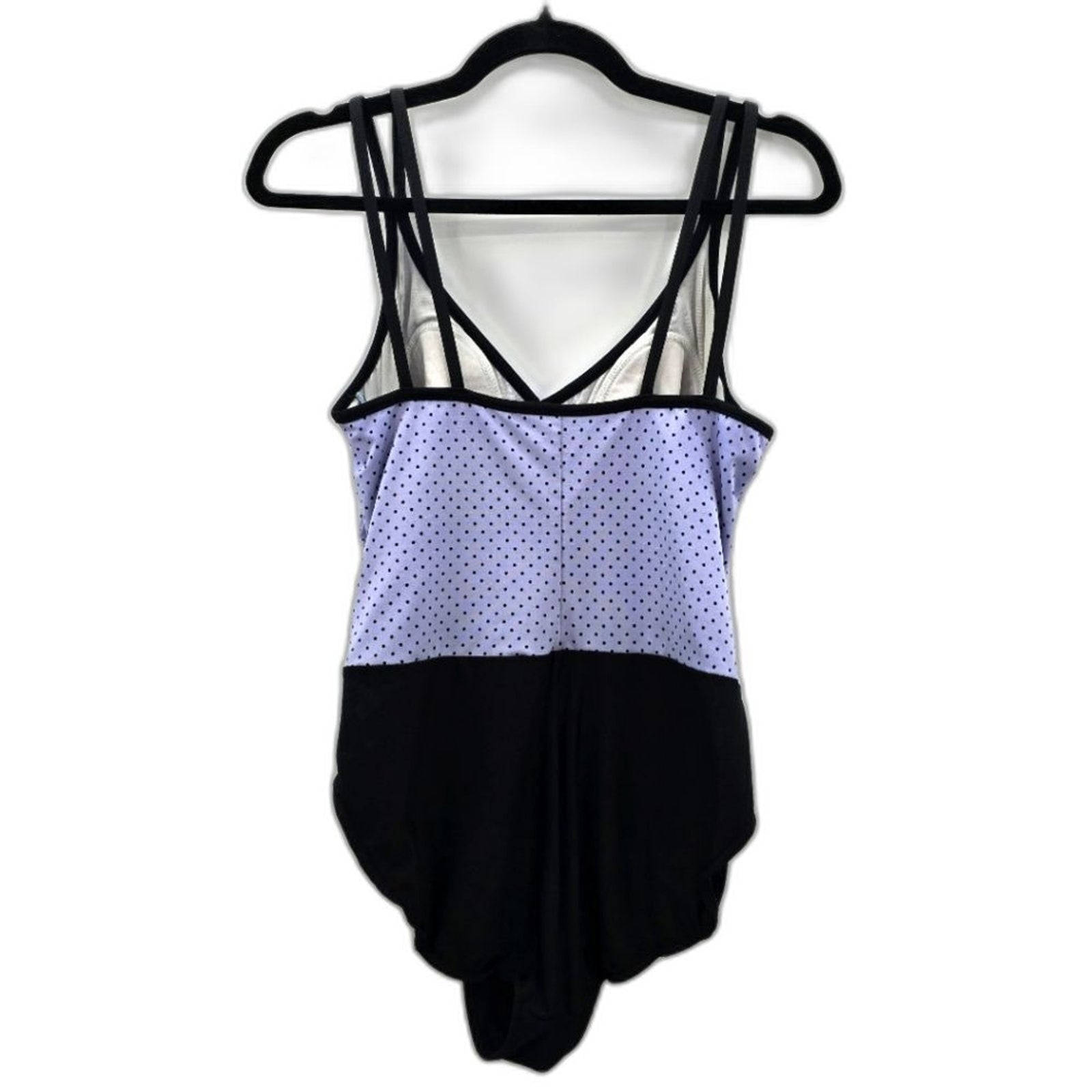 TrimShaper Purple Black Polka Dot One Piece Swimsuit Tummy Control 12