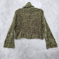 Charlotte Ruse Green Turtleneck Crop Chenille Flare Sleeve Y2K VTG Sweater Small