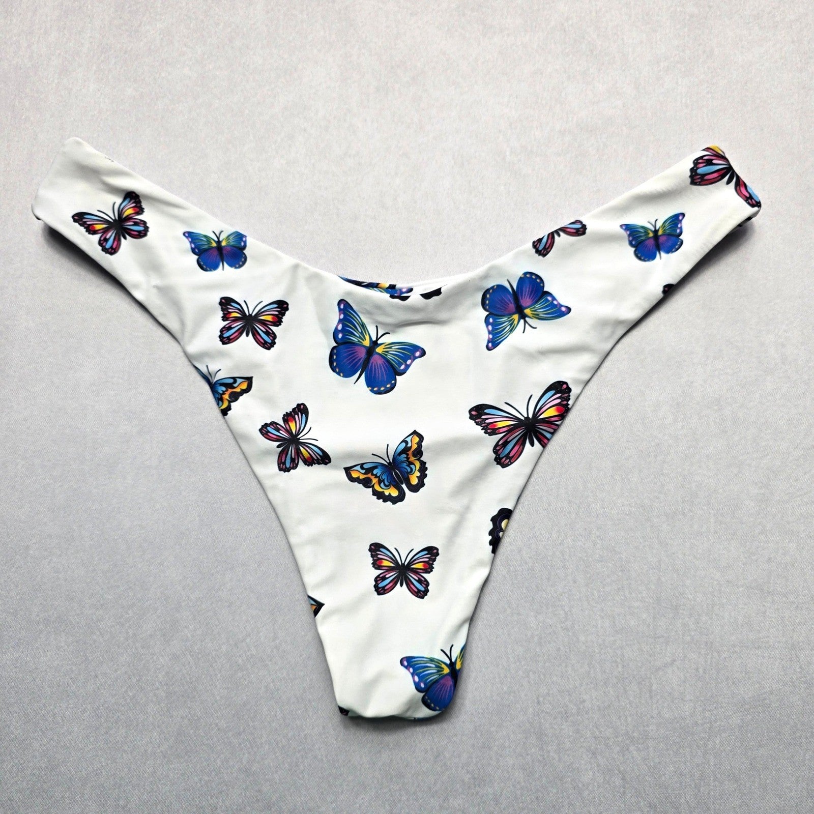 Zaful White Butterfly Thong Swim Beach Cheeky Flirty Boho Bikini Bottom L Large