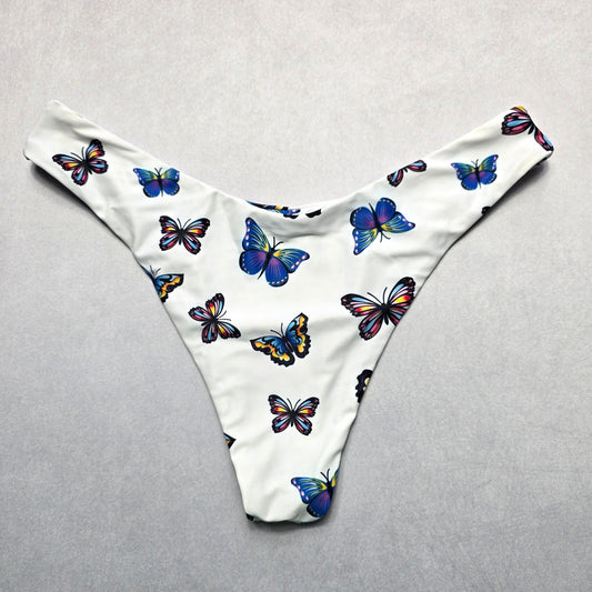 Zaful White Butterfly Thong Swim Beach Cheeky Flirty Boho Bikini Bottom L Large