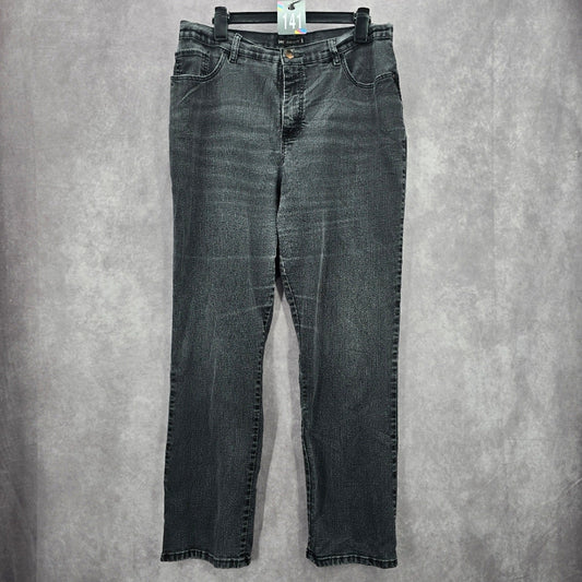 Lee Classic Fit Gray Black Denim Jeans Straight Leg Pants 14M Medium