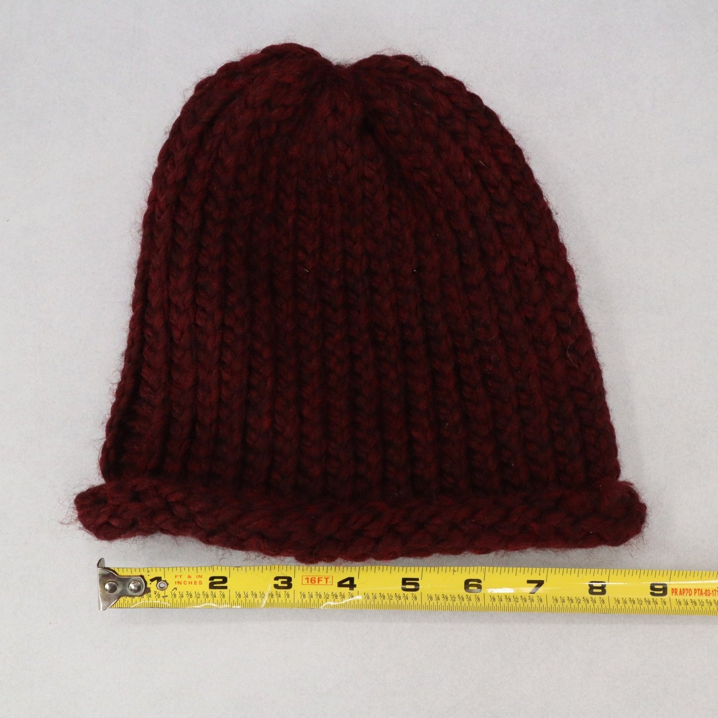 Red Maroon Cable Knit Y2K Vintage Handmade Winter Bucket Cozy Beanie Cap Hat