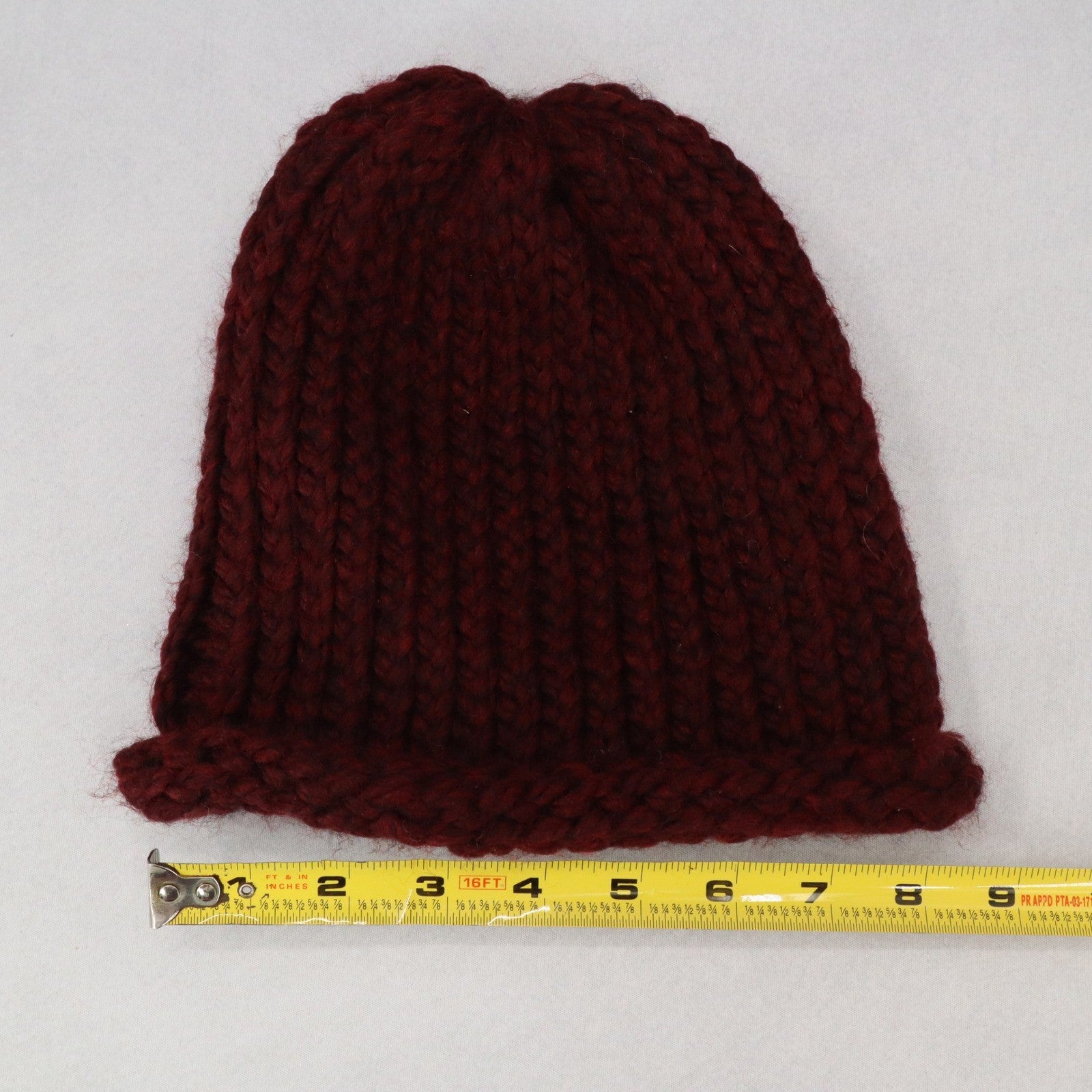 Red Maroon Cable Knit Y2K Vintage Handmade Winter Bucket Cozy Beanie Cap Hat