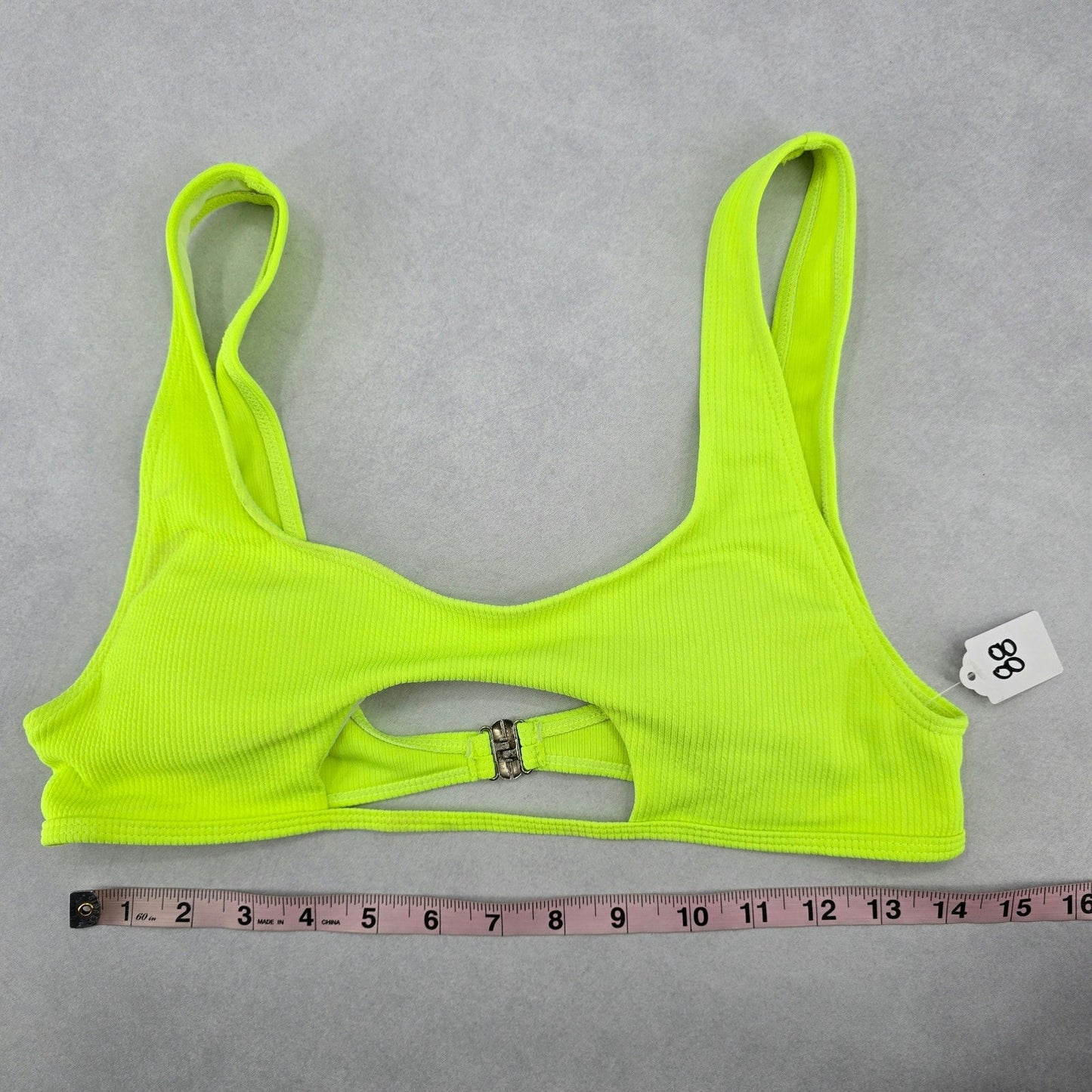 Green Padded Ribbed Fun Beach Swim Sports Bra Beach Bikini Top XL Extra Large