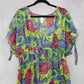 Boho Floral Swirl Sheer Festival Beach VTG Colorful Tunic Cover Up Dress L Large