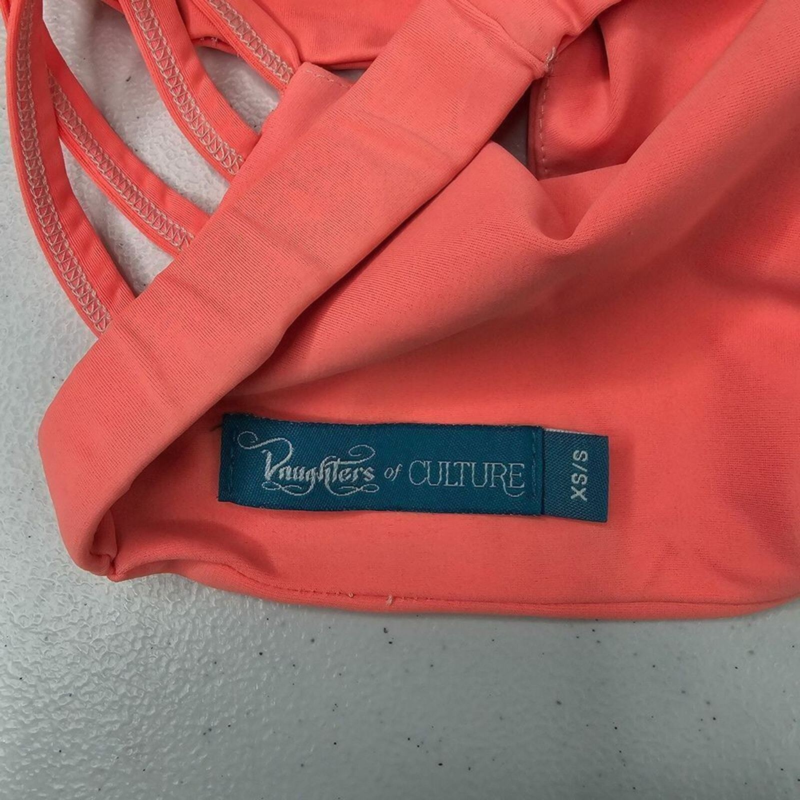 Daughters of Culture Bikini Top Orange Criss Cross Back Size XS