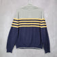 Izod Blue Pull Over Half Zip Long Sleeve Stripe Mock Neck Sweater XL Extra Large