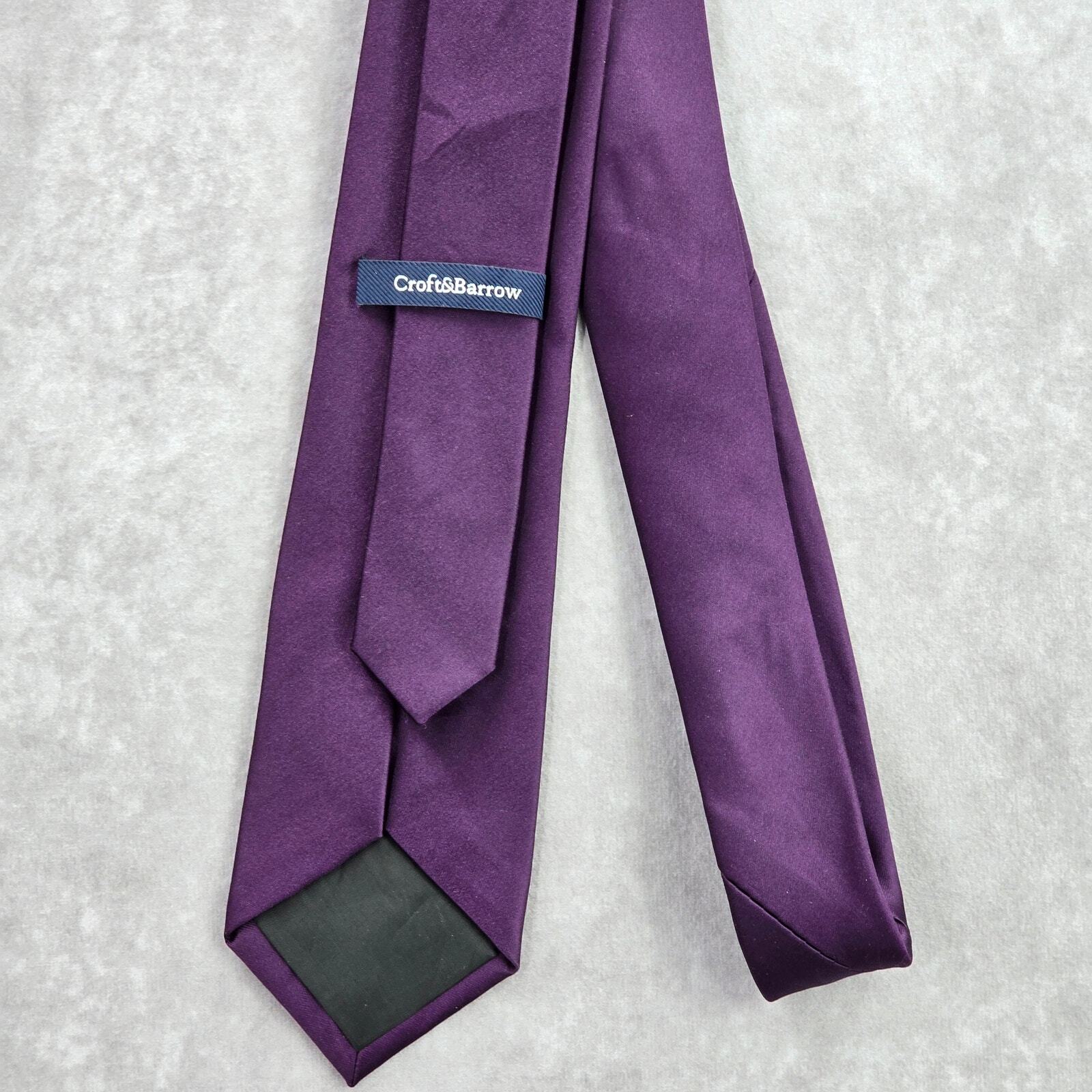 Croft & Barrow Solid Purple Executive Party Fathers Day Polyester Men's Neck Tie