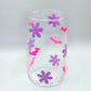 Bats and Flowers Purple Pink 16oz Beer Can Glass Cup NWT