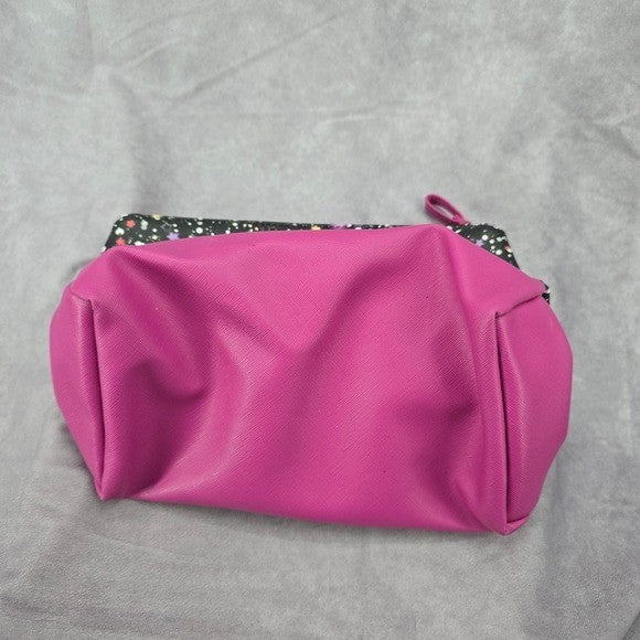 Tahari Purple Star Double Zipper Toiletries Snap Makeup Cosmetics Bag