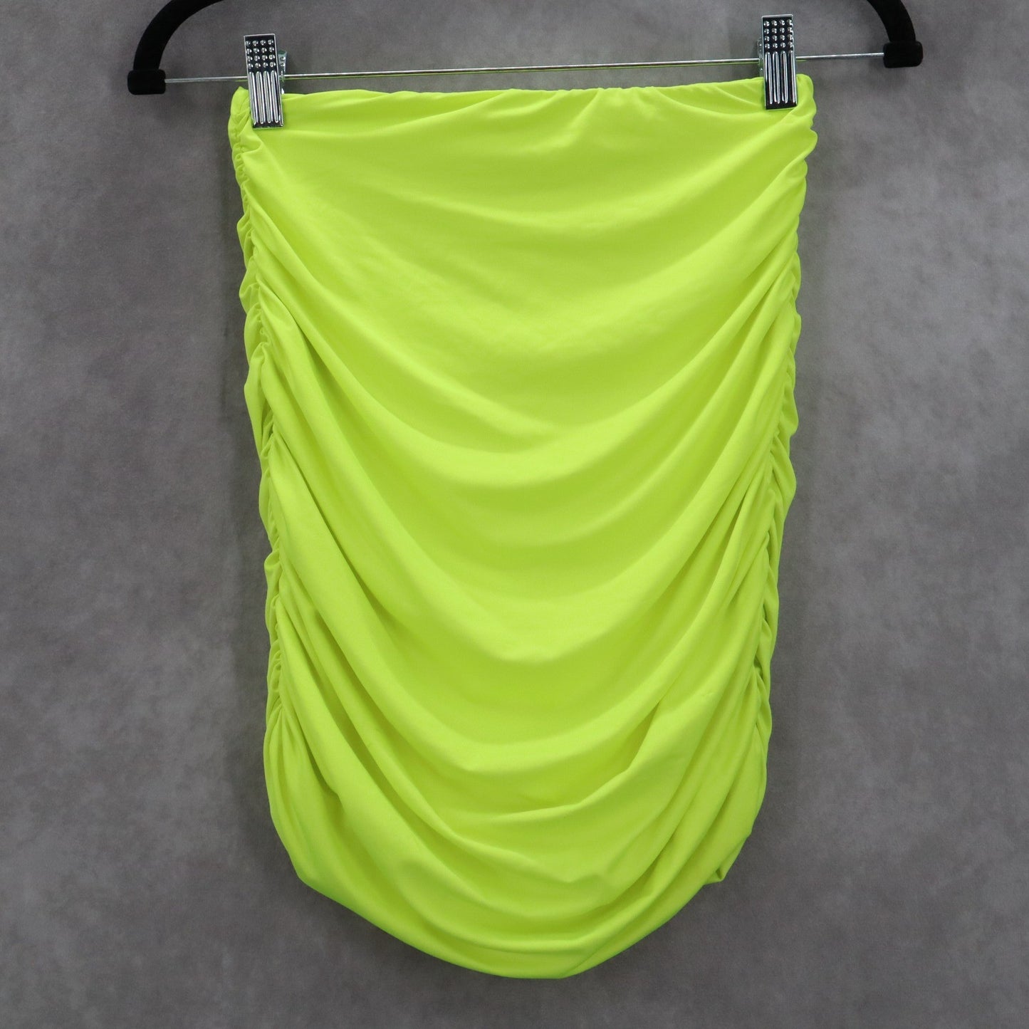 Green Neon Ruched Stretchy Tube Swim Party Pencil Bodycon Drape Top S Small
