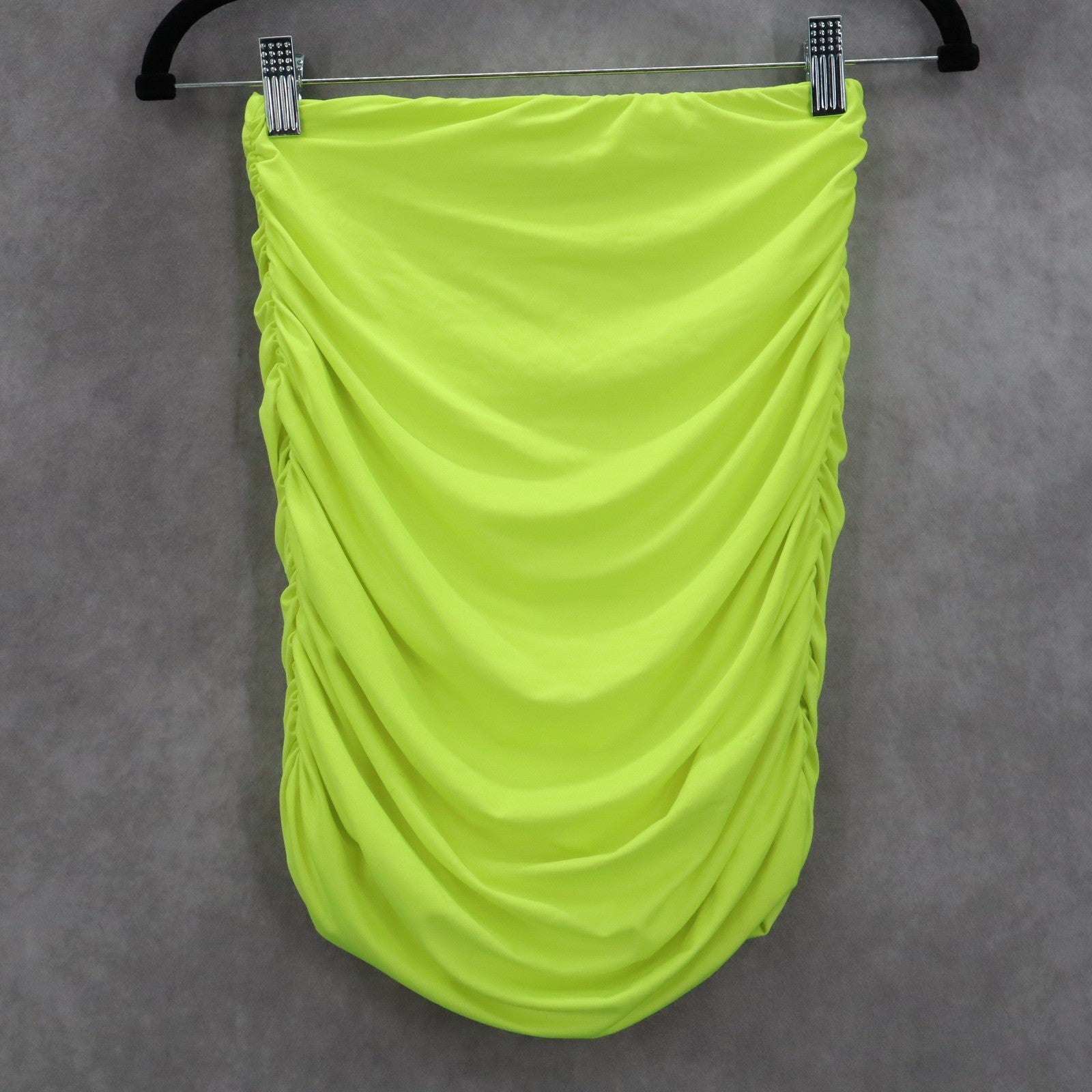 Green Neon Ruched Stretchy Tube Swim Party Pencil Bodycon Drape Top S Small