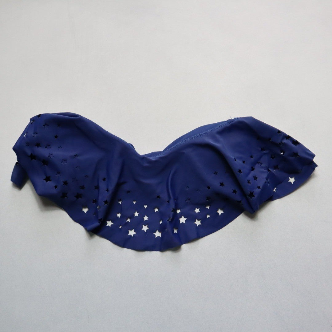 California Waves Blue Star Eyelet Bandeau Swim  Bralette Bikini Top L Large
