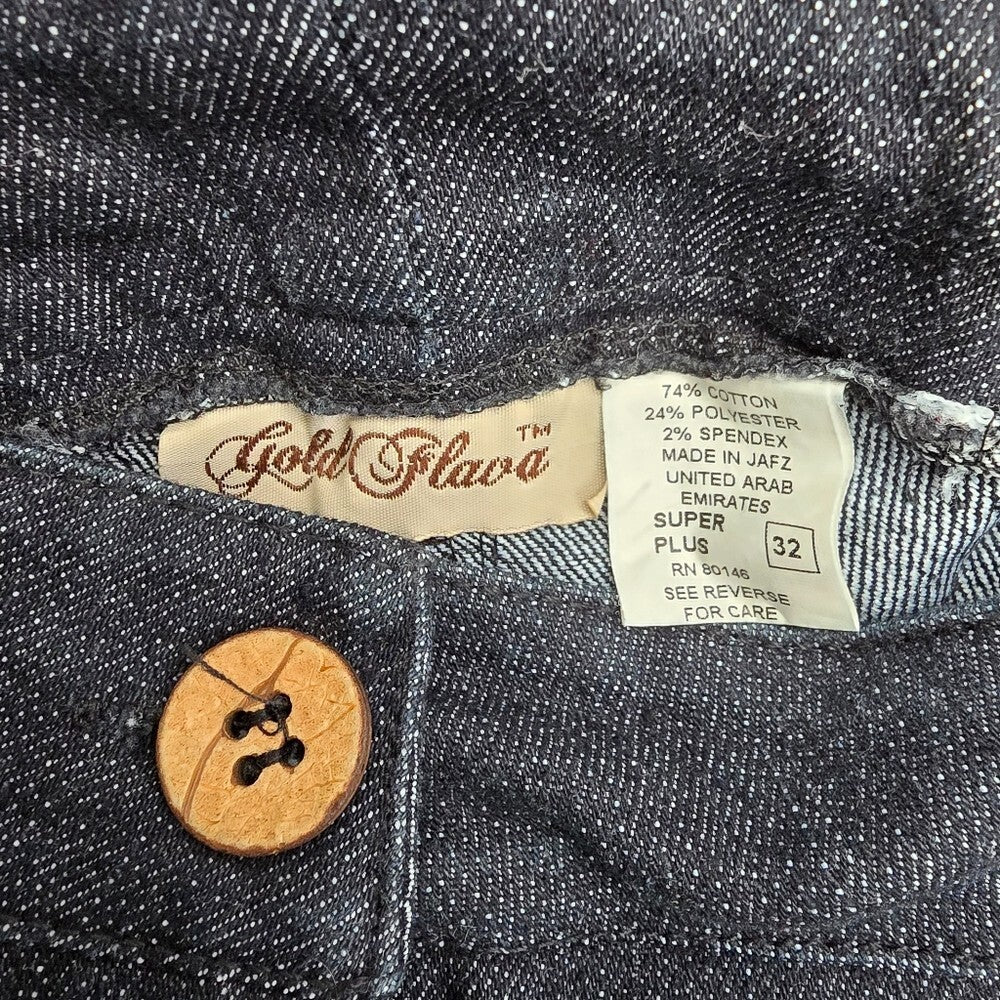 Gold Flava Dark Blue Cropped Knee Length Jeans Pants Size 3XL