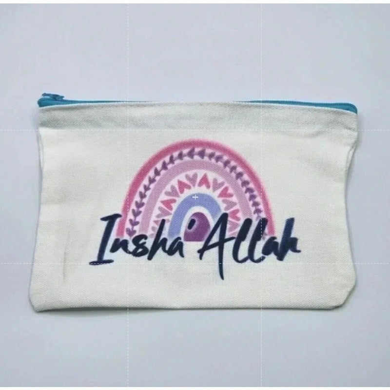 Inshallah Zipper Pencil Bag Makeup Bag Pouch Bag Handmade