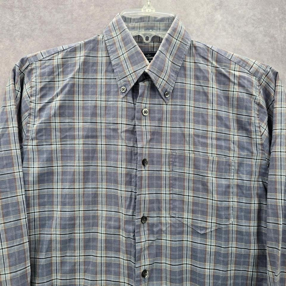 Dockers Gray Plaid Button Down Work Western Long Sleeve Cotton Shirt Small