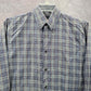 Dockers Gray Plaid Button Down Work Western Long Sleeve Cotton Shirt Small