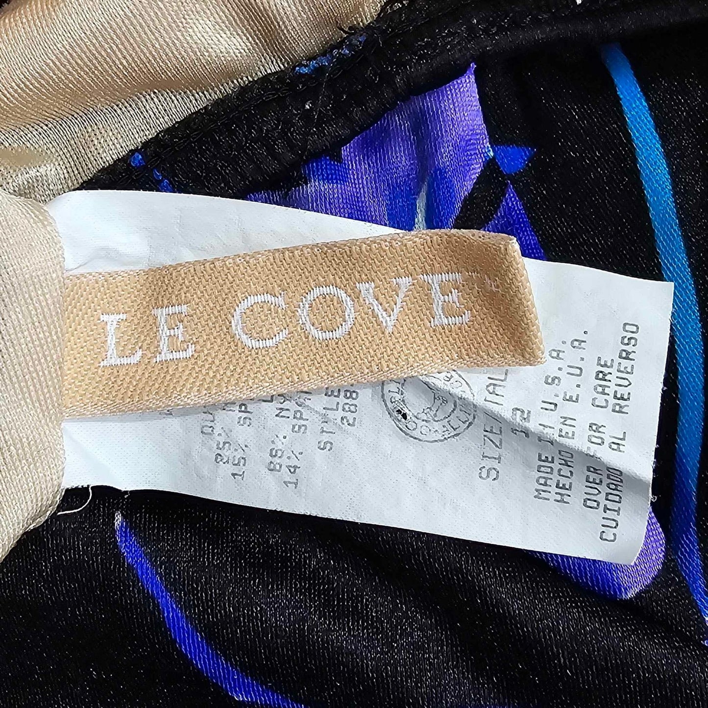 Le Cove Black Blue Flower Tankini Swimsuit Swimwear Halter Top Bathing Size 12