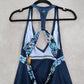 Champion Blue Dot Racerback Padded Halter Fade Resistant Tankini Top L Large