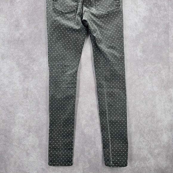 H&M Gray Polka Dot Skinny Denim Pull On Jeans Jeggings Junior Girls 4