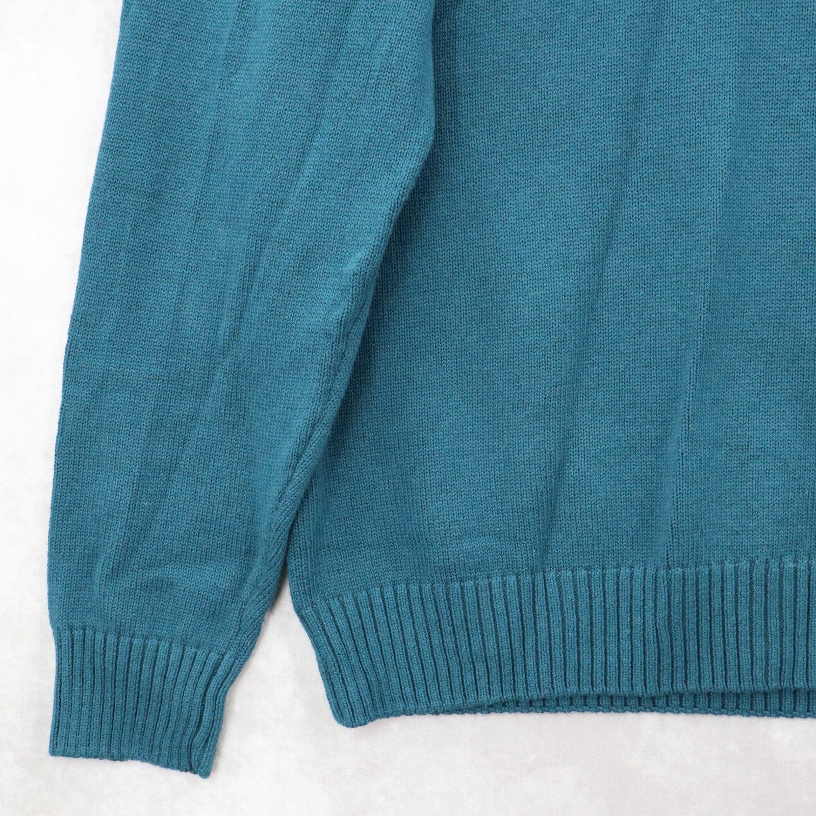 Haggar Teal Gray 1/4 Zip Sweater Knit Pullover Ribbed Collar Classic L Large