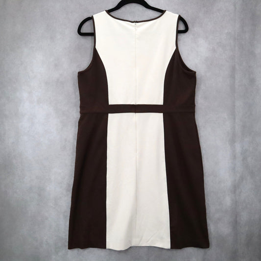 LOFT Colorblock Sheath Dress Sleeveless Brown Cream Career Work Office 14P