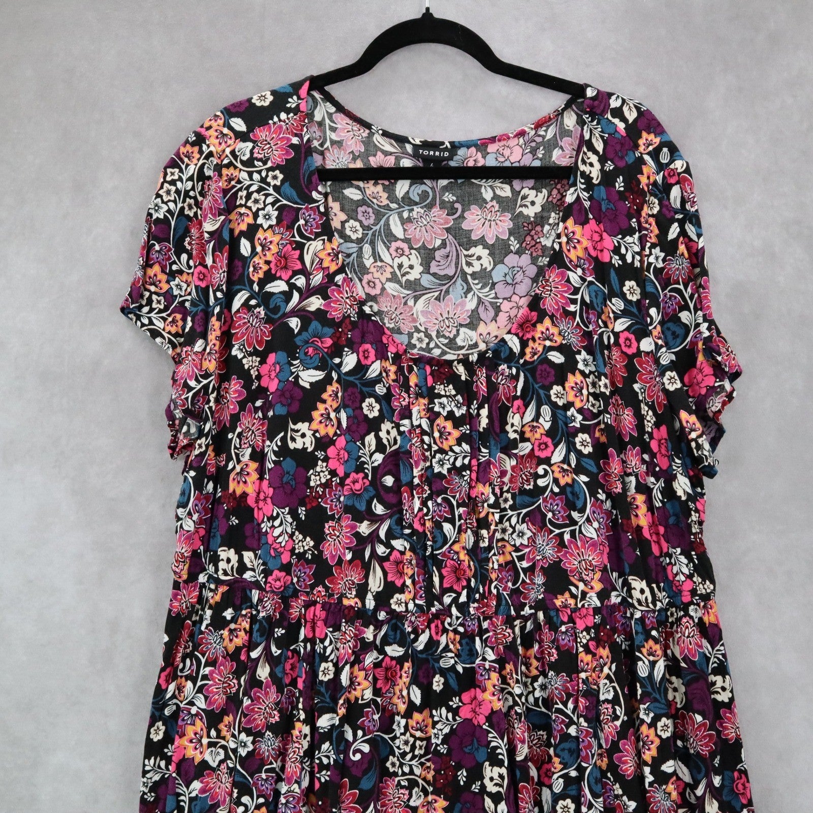 Torrid Black Floral Short Mini Fit Flare Business Casual Tropical Dress Plus 4X