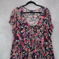 Torrid Black Floral Short Mini Fit Flare Business Casual Tropical Dress Plus 4X